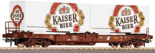 Container car with 2 containers "KAISERBIER"<br /><a href='images/pictures/Roco/66585.jpg' target='_blank'>Full size image</a>